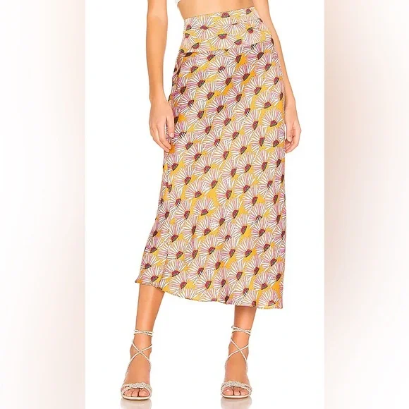Free People Normani Bias-Printed Skirt 10 - Picture 4 of 10